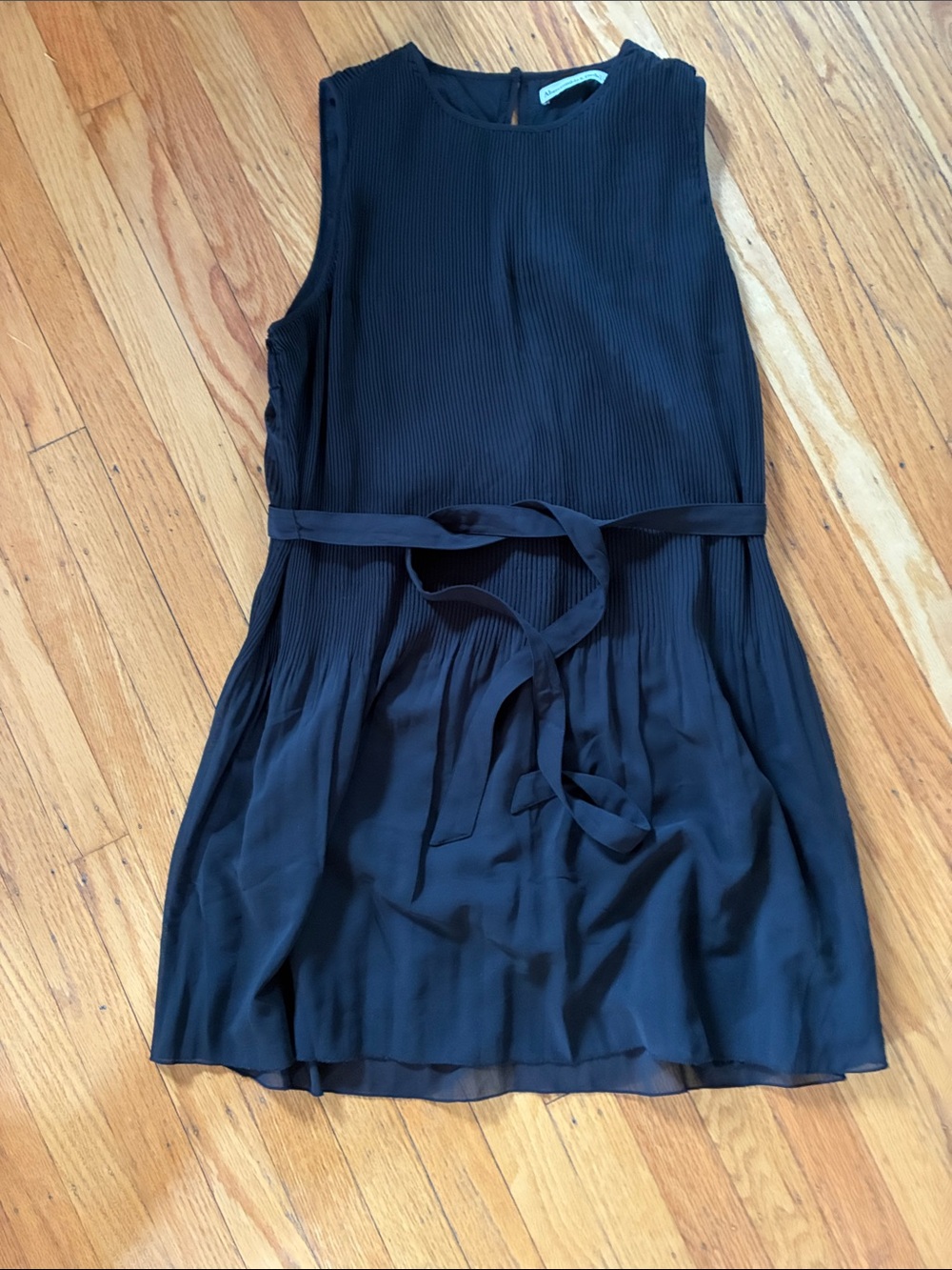 Abercrombie & Fitch Navy Sleeveless Pleated Belt Dress